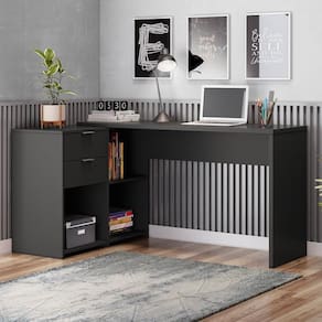 Mesa De Escritório 2 Gavetas Xangai Notável Preto
