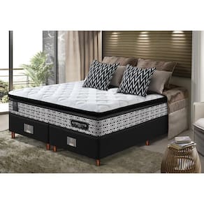 Cama Box Queen Colchão Pillow Top + Box 158x198x70 Molas Ensacadas Cama Inbox Abstrato