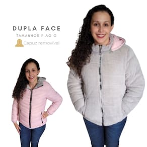 Jaqueta Dupla Face Teddy / Nylon Feminina
