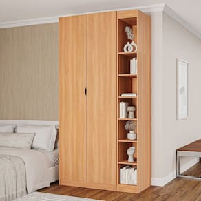 Guarda-roupa Modulado 2 Portas 3 Peças Hera Cabecasa Madeiramadeira Louro/Preto