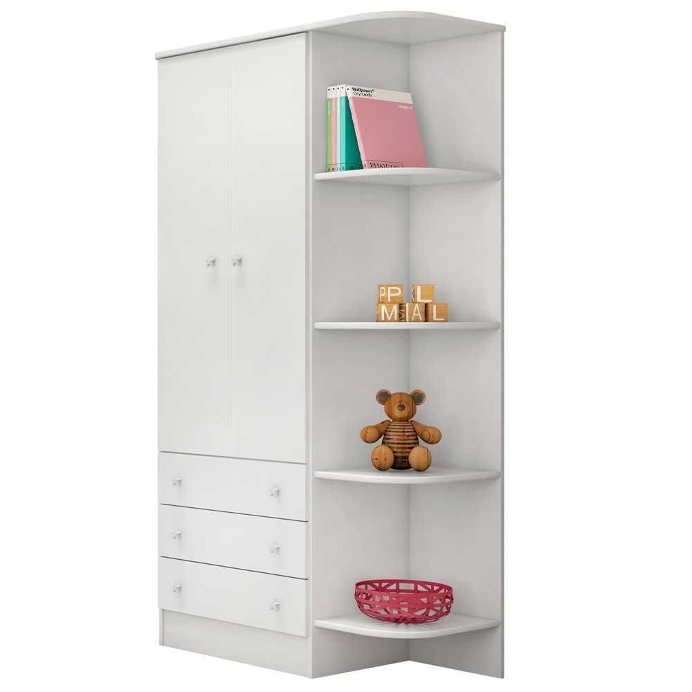 Guarda Roupa Infantil 2 Portas Doce Sonho Branco Qmovi - Blush