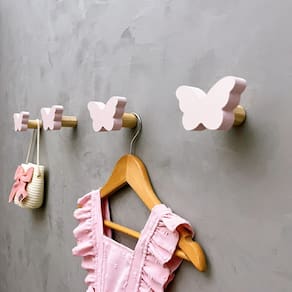 4 Ganchos parede infantil decoração baby borboleta 4Bobb15