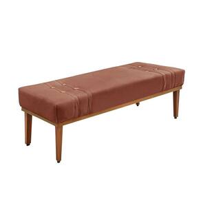 Divã Recamier Banco Base Madeira Para Quarto Gênova 160cm Veludo S04 - D`rossi Cor Cobre