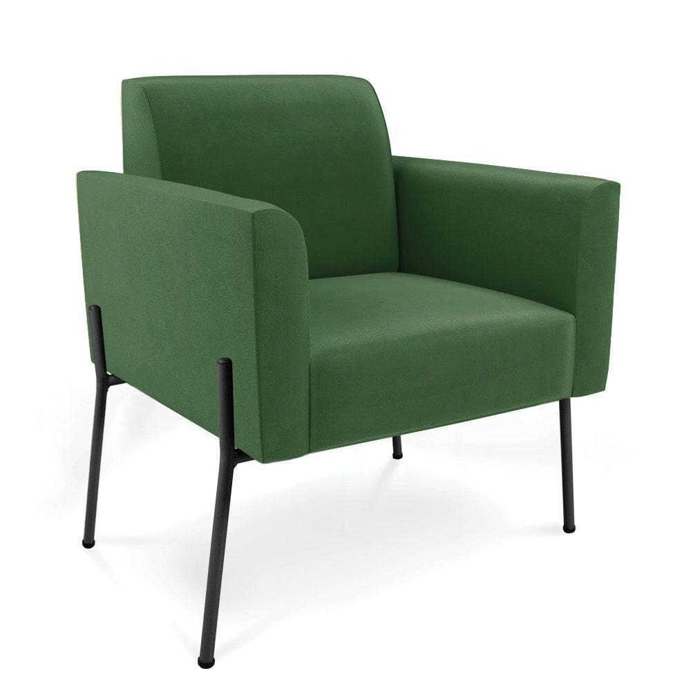Poltrona Pé De Ferro Preto Para Sala Elisa Suede - D`rossi Cor Verde