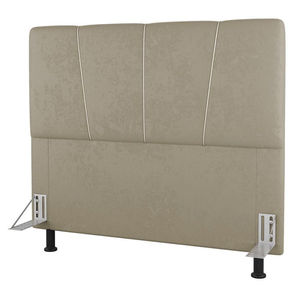 Cabeceira Cama Box Casal Amber 140cm Estofada Suede Bege - Abmaza
