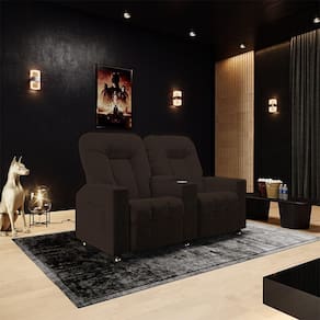 Poltrona Reclinável 2 Lugares Para Sala De Cinema Arsenal Veludo Marrom