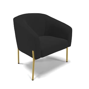 Poltrona Pé De Ferro Dourado Sala De Estar Stella Veludo D03 - D`rossi Cor Preto