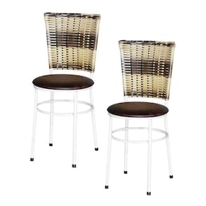 2 Cadeiras Para Mesa Branca Hawai Cappuccino Premium Cor:marrom