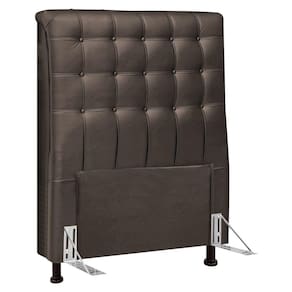 Cabeceira Cama Box Solteiro Ciara 90cm Botonê Com Frame Linho Cacau