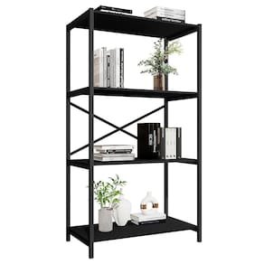 Estante Livreiro Steel 90cm Estilo Industrial Com Pés Em Aço Preto/preto Preto/preto