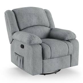 Poltrona Do Papai Reclinável Melim Glider Giratória Massagem Linho Cinza Fh1 - D`rossi