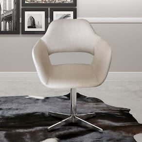 Poltrona Decorativa Zara Pé Giratório de Metal Sala Recepção Cinza Capuccino