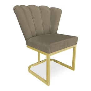 Poltrona Flor Veludo Base Metálica Industrial Dourado - Pallazio Cor Capuccino
