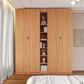 Guarda-roupa Modulado 4 Portas 3 Peças Hera Cabecasa Madeiramadeira Louro/Preto