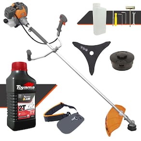 Roçadeira Robusta Com ÓLEO TOYAMA RL430P Plus Tekna Á Gasolina 2T 43cc 1,7HP Modelo Completo Com Lâmina 3 Pontas e Cabeçote Nylon