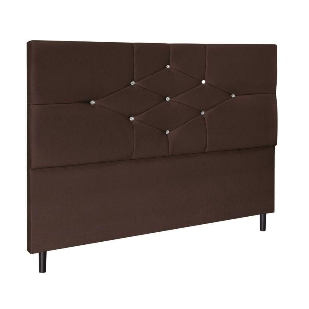 Cabeceira Estofada Cama Casal 140 Cm Virgínia Suede Marrom