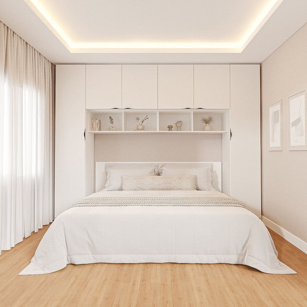 Guarda-roupa Modulado 6 Portas 6 Peças Hera Cabecasa Madeiramadeira Branco Geada/Preto
