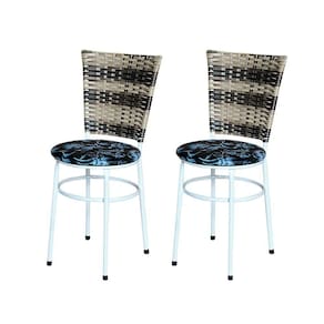 2 Cadeiras Branca Para Cozinha Hawai Cappuccino Premium Assento Floral Cor:floral Preto