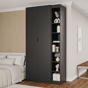 Guarda-roupa Modulado 2 Portas 3 Peças Hera Cabecasa Madeiramadeira Preto