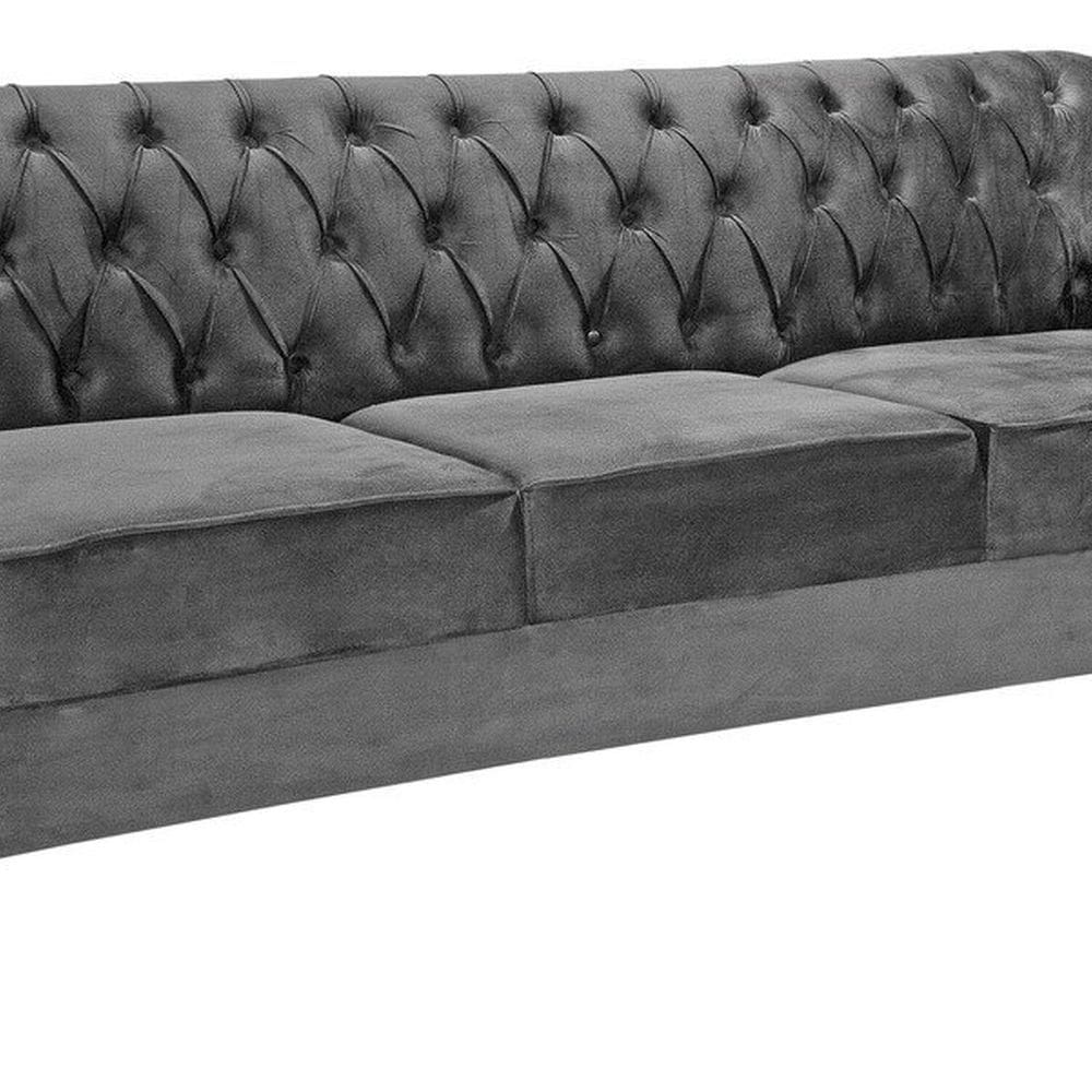 Namoradeira Chest 3 Lugares Elisabeth Veludo Cinza