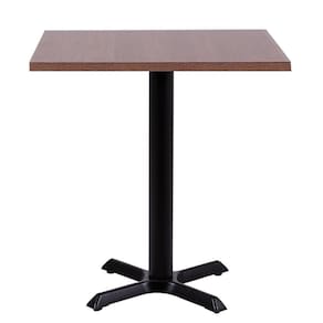 Mesa ômega Em Ferro Preto Pintura 74 Cm (altura) Com Tampo Em Mdp Quadrado 60 Cm Imbuia