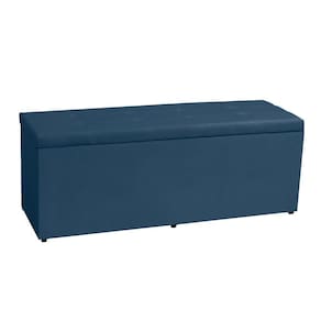 Calçadeira Recamier Baú Casal 1,40m Berlim Suede Azul Marinho - Pallazio