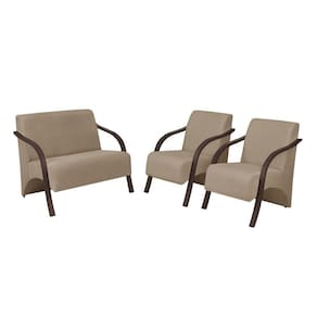 Conjunto Vênus 2 Poltronas De 1 Lugar E 1 De 2 Lugares Braço Madeira D Salla Suede
