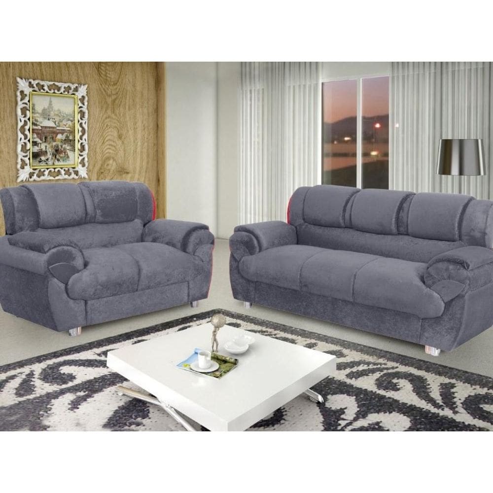 Conjunto de sofá 2 x 3 lugares REF 7025 - Cinza