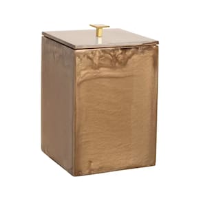 Lixeira Quadrada 5,5L Em Resina Champagne - Gold
