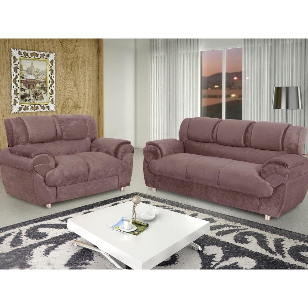 Conjunto de sofá 2 x 3 lugares REF 7025 - Marrom
