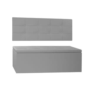 Kit Painel E Calçadeira Baú Casal 1,40m Roma Corano - Pallazio Cor Cinza