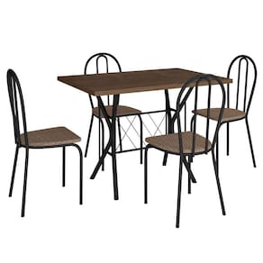 Kit Mesa De Jantar Jade 91 Cm Nature Com 04 Cadeiras Texas Bege Ferro Preto - Pallazio