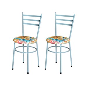 2 Cadeiras Para Mesa Epoxi Cinza Assento Floral Cor:happy Hour