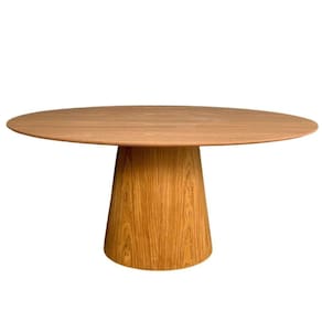 Mesa De Jantar Cone Oval 180x100 Cm Base Madeira Freijó Tampo Freijó