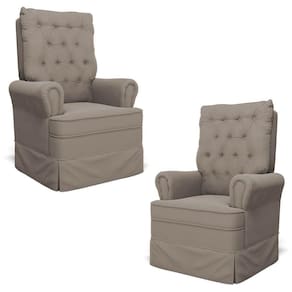 Kit 02 Poltronas De Amamentação E Descanso Com Balanço Laís G05 Veludo Areia - Mpozenato