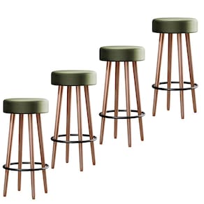 Kit 4 Banquetas Berlin Alta 70cm Estofado Verde - Salaone
