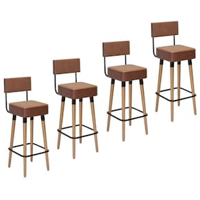 Kit 4 Banquetas em Madeira 4 Pés Palito Barcelona Café - Salaone