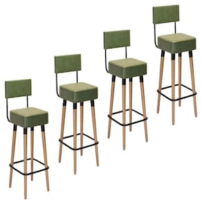 Kit 4 Banquetas em Madeira 4 Pés Palito Barcelona Verde - Salaone