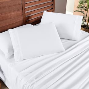 Jogo Cama Lençol Honore Solteiro Micro Percal 200 Fios c/ Detalhes Bordados 3 Peças - Branco Neve