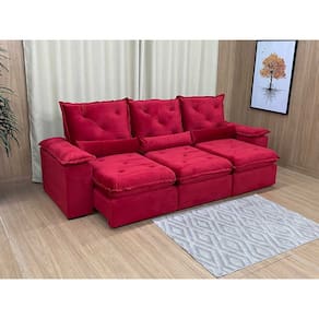 Sofá Retrátil Reclinável 2,70 m Vermelho 503 Zuqui Plus