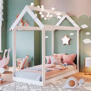 Cama Casa com Colchão Infantil Montessoriana Branco Movvi Jm Móveis