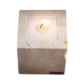 Porta Vela Aromatizadora Em Mármore Travertino Romano