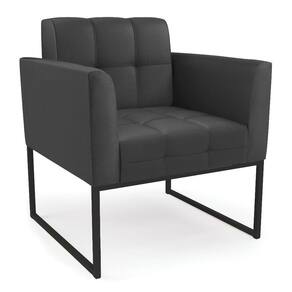 Poltrona Elisa Corino Preto Base Metálica Industrial Preto - D`rossi