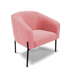 Poltrona Pé De Ferro Preto Sala De Estar Stella Suede Rosê D03 - D`rossi
