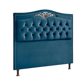 Cabeceira Holanda 1,60 Queen Veludo Shop Das Cabeceiras Azul