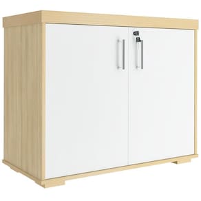 Kit 2 Armários Balcão Multiuso Escritório 2 Portas Atria Executiva A02 Carvalho Branco - Lyam Decor
