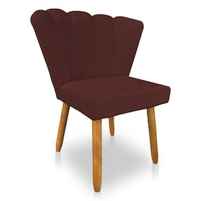 Cadeira Poltrona Flor Veludo Marsala Pés Palito Castanho