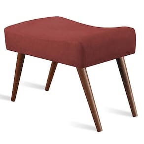 Puff Cama Inbox Aluna Retangular Com Pés Em Madeira Maciça Tecido Suede Vermelho