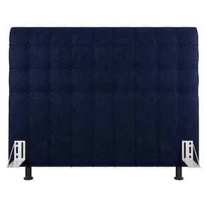 Cabeceira Cama Box Casal Dahlia 140Cm Com Frame Veludo Azul Marinho - Abmaza