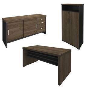 Conjunto Escritório 3 Peças Mesa 158cm Corp A06 Charuto-preto - Mpozenato